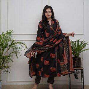 Virash Hub Printed Cotton Straight Suit Set With Dupatta