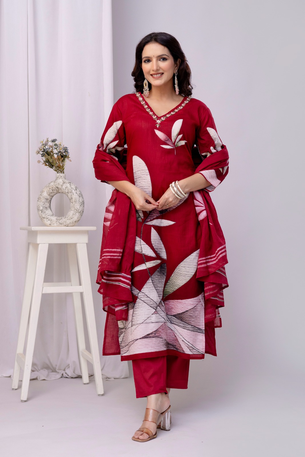 Virash Hub Printed Cotton Straight Suit Set With Dupatta