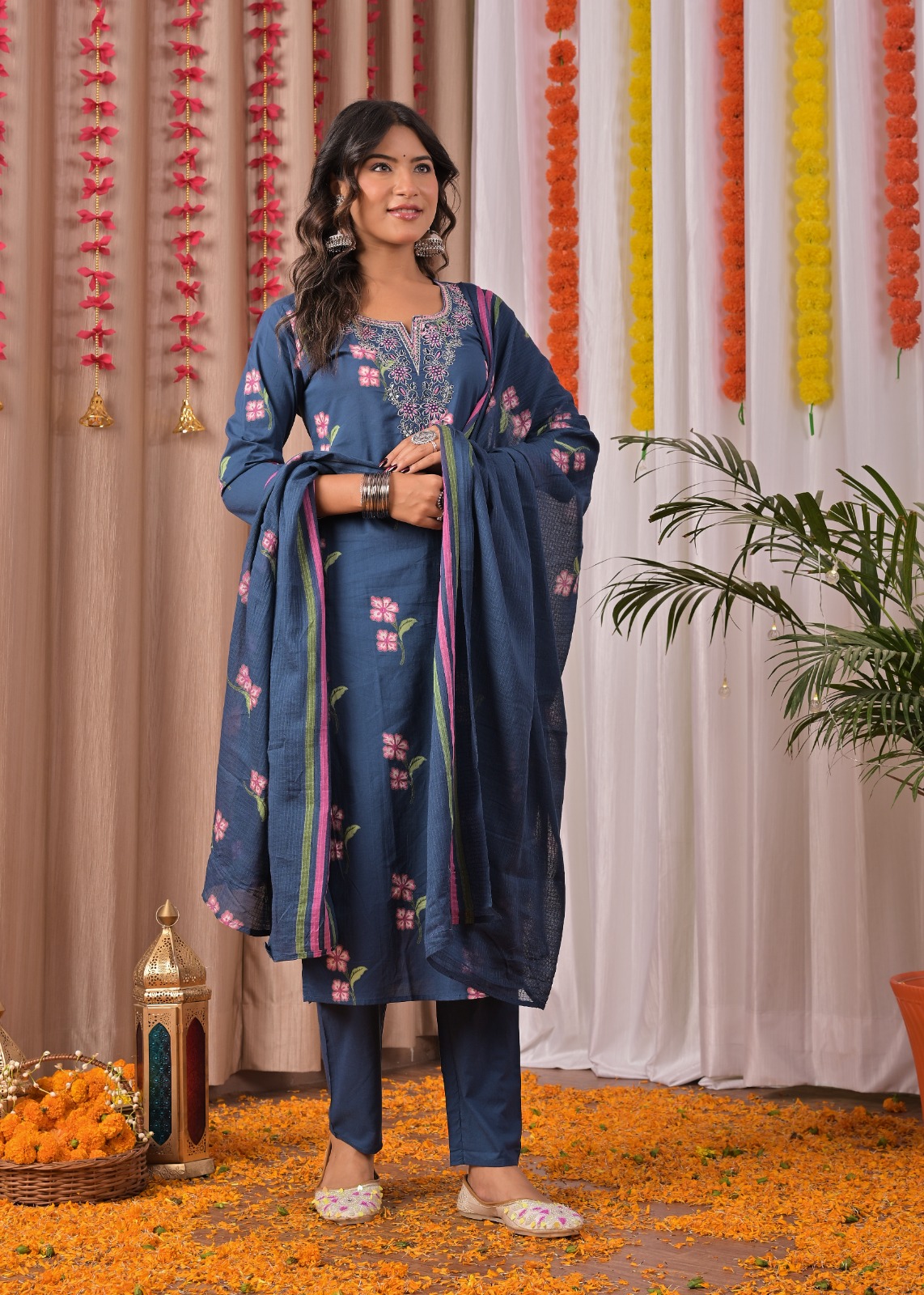 Virash Hub Printed Cotton Straight Suit Set With Dupatta